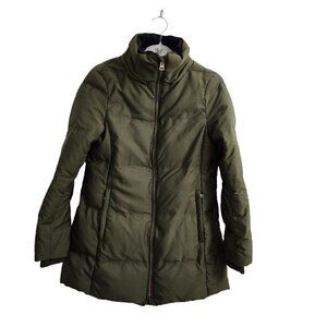 Zara Puffer Coat Jacket Small Army Green Winter Lined Pockets Zip‎